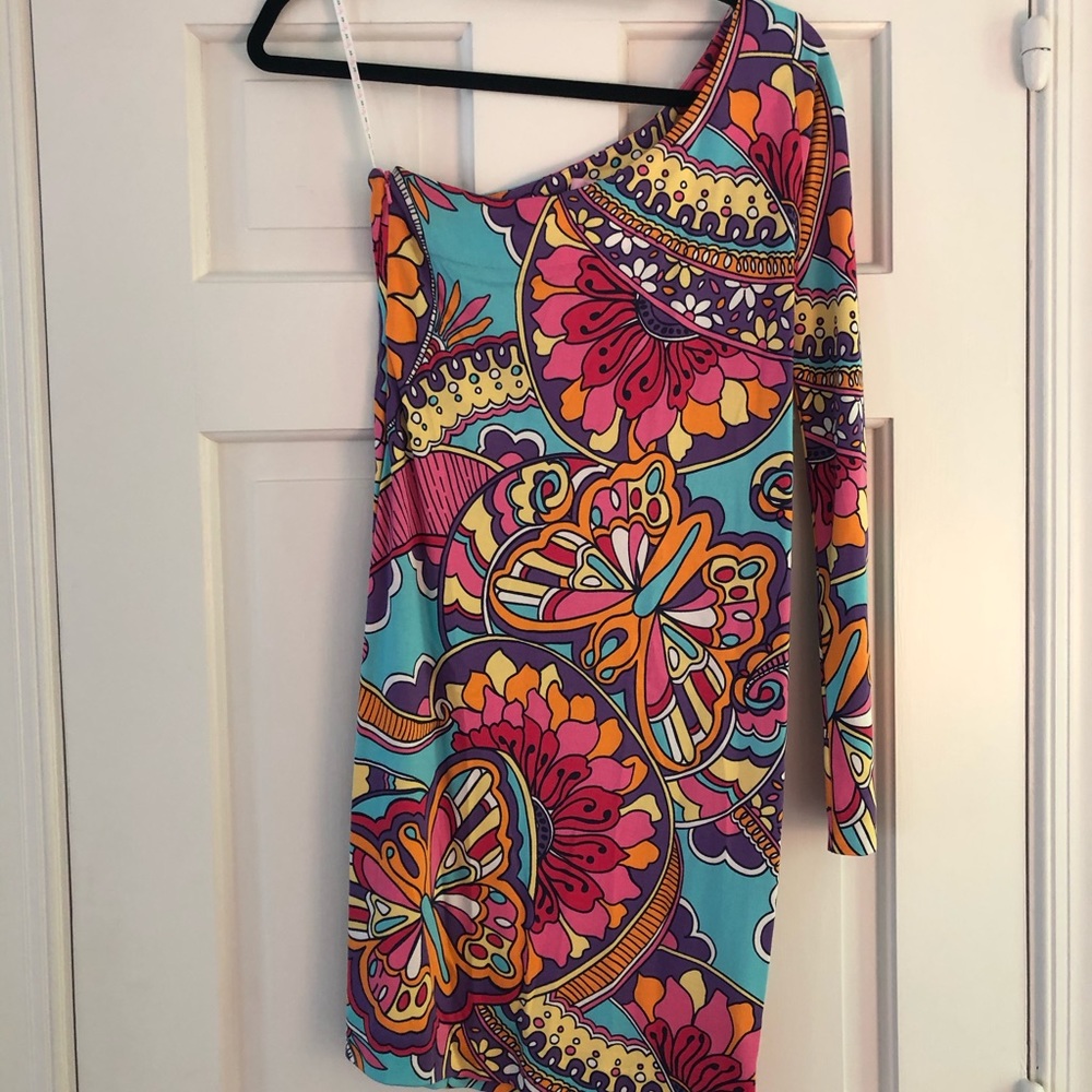 Lilly Pulitzer patterned one shoulder dress